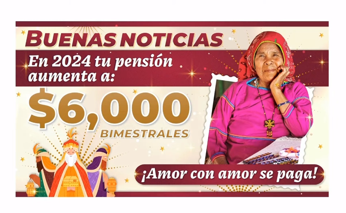 ¡Buenas noticias! Pensión para adultos mayores sube a 6 mil pesos a partir de enero