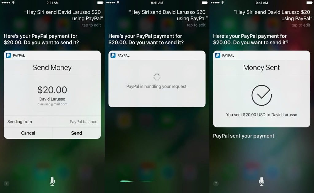 Realiza pagos de PayPal con Siri