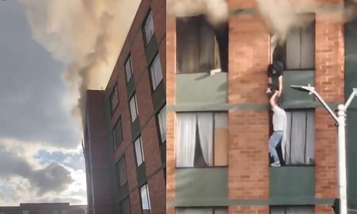 VIDEO: "Escuché gritos": el relato del hombre que salvó a niña y su mascota en incendio en Bogotá