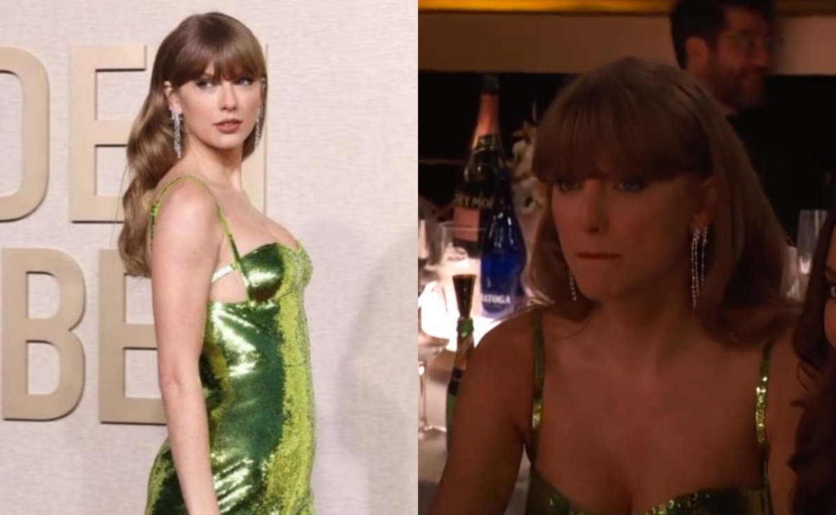 Video: Así reaccionó Taylor Swift al chiste sobre su relación con Travis Kelce en los Golden Globes 2024
