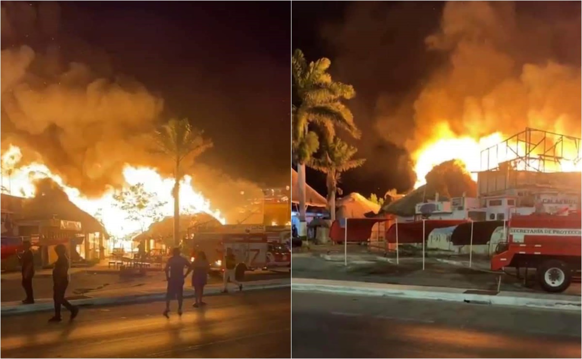 Fuego consume 12 palapas en malecón de Campeche