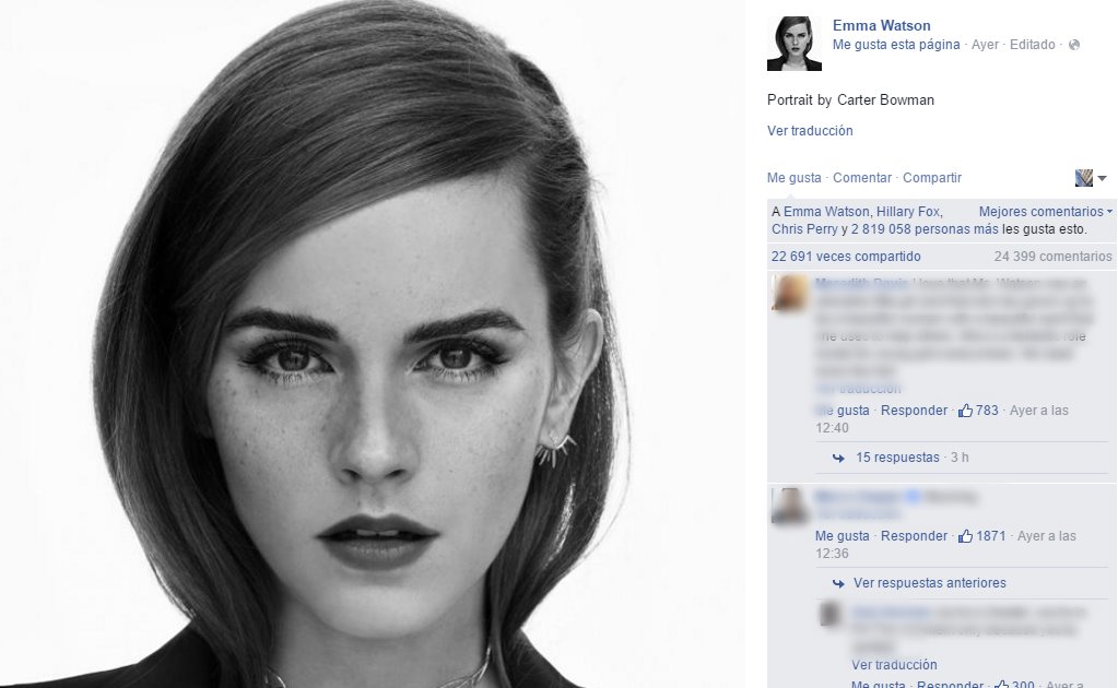 Emma Watson sorprende a fans en Facebook