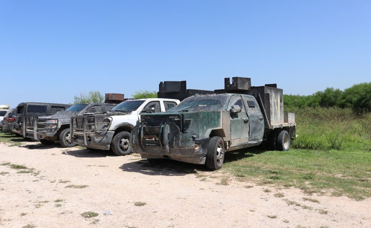 Aseguran 14 vehículos modificados con blindaje artesanal en Tamaulipas