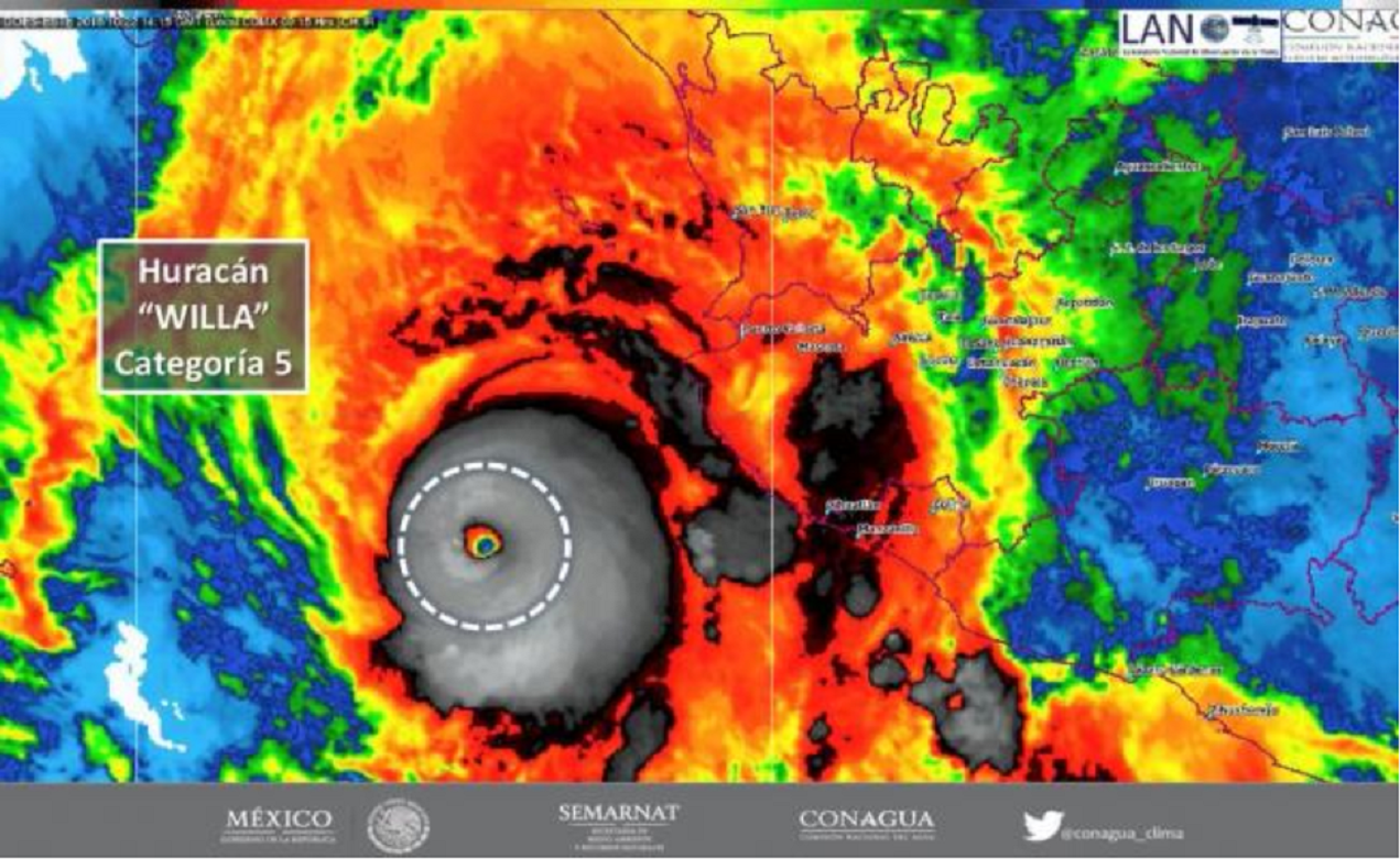 Huracán “Willa” se fortalece a categoría 5