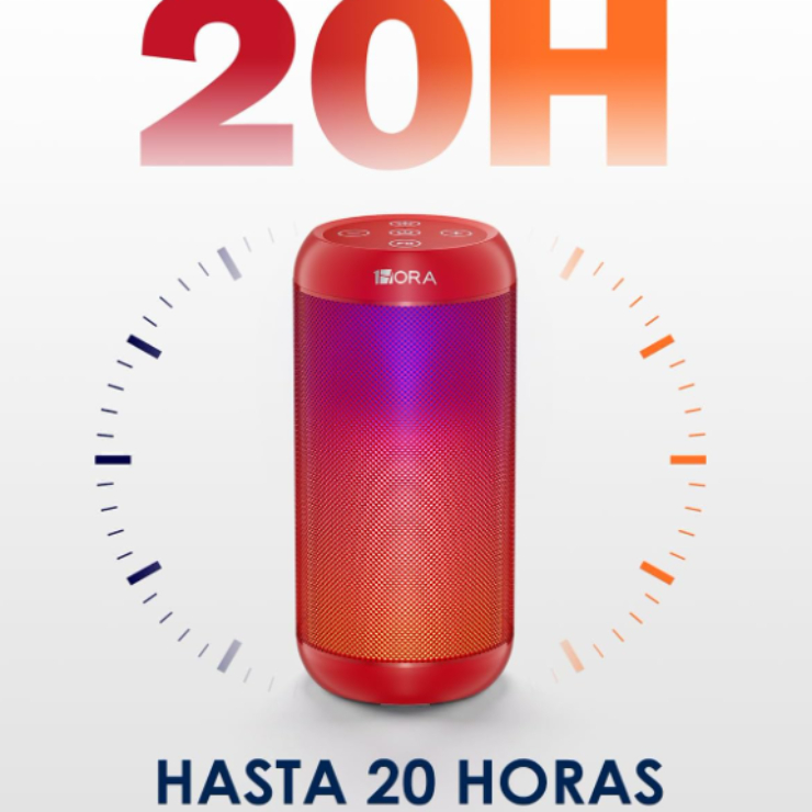Bocina 1 Hora con iluminación multicolor RGB y controles de música