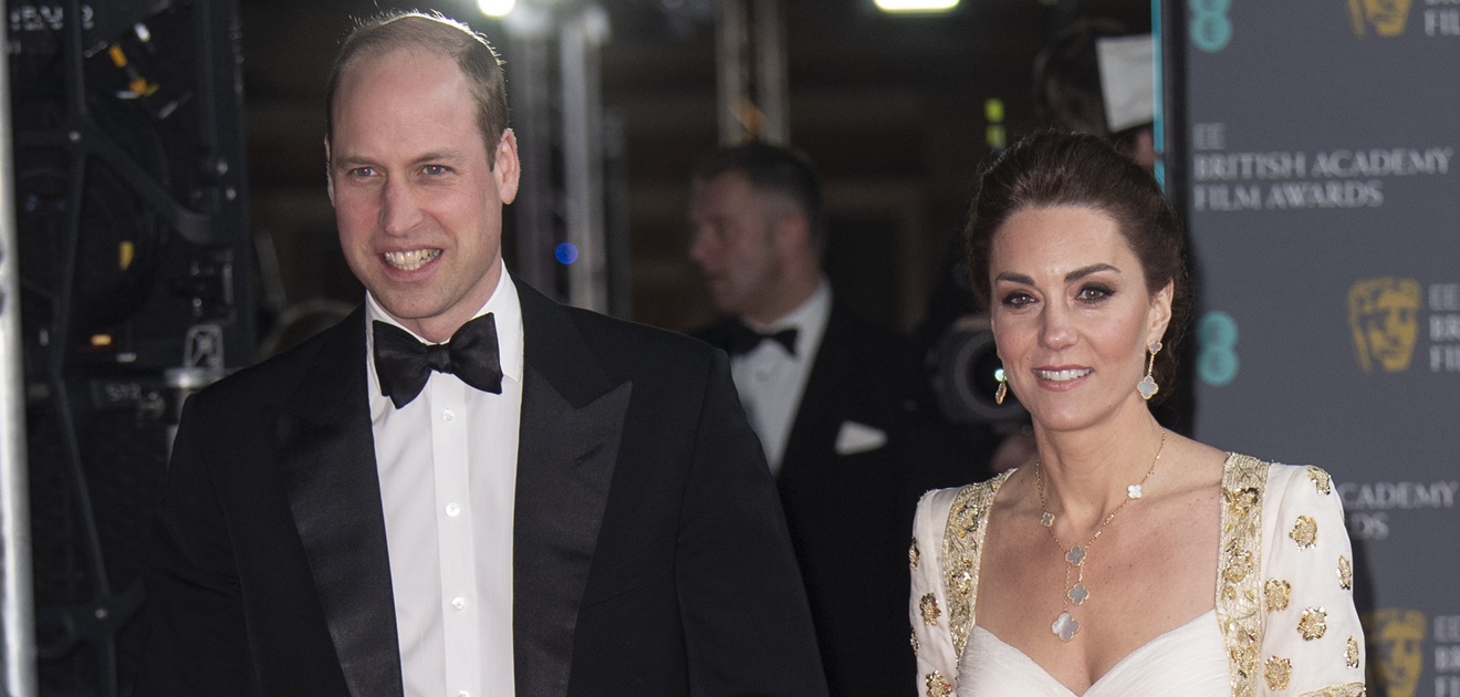 Kate Middleton y el príncipe William en la alfombra roja de los Bafta 2020