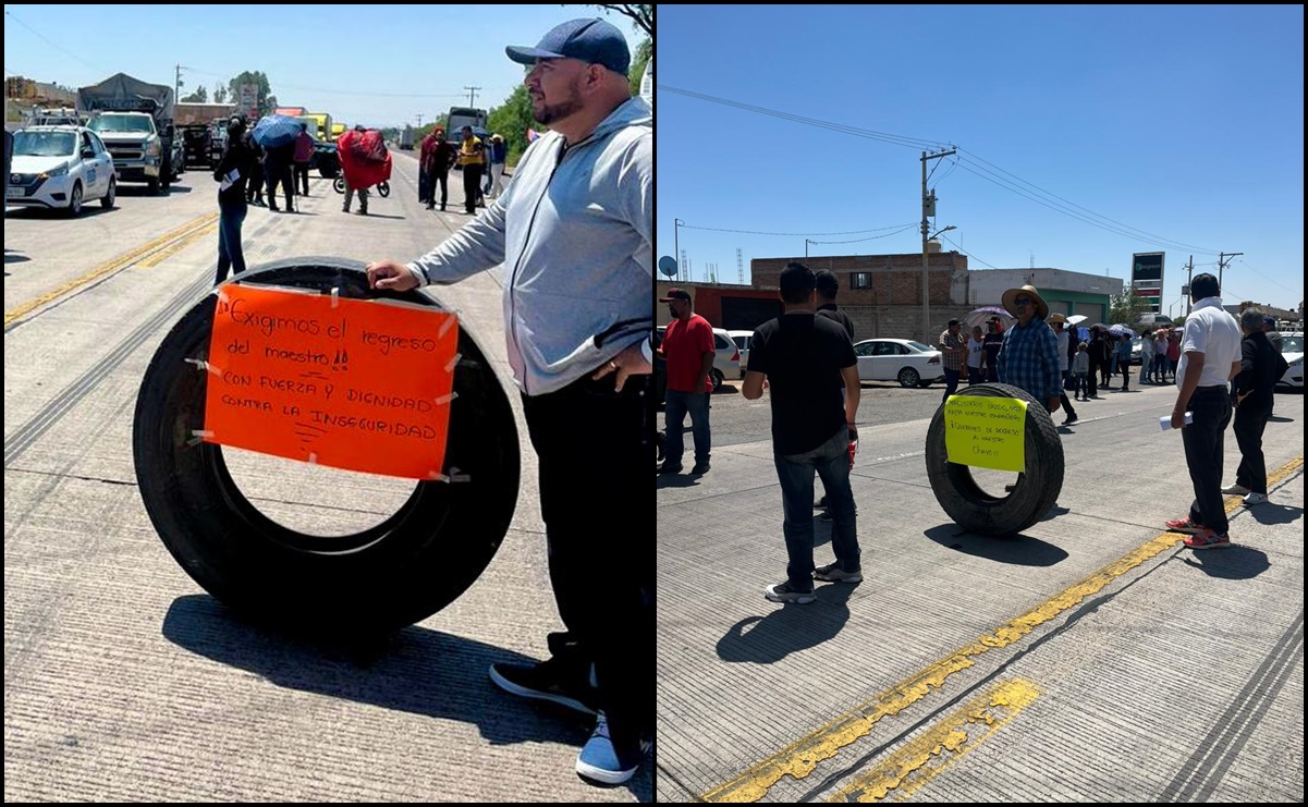 Maestros bloquean carretera en Zacatecas para exigir pronta liberación del “Profe Chayo”