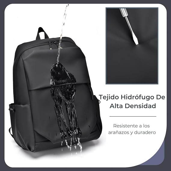 Mochila Impermeable Negra Compartimento Laptop