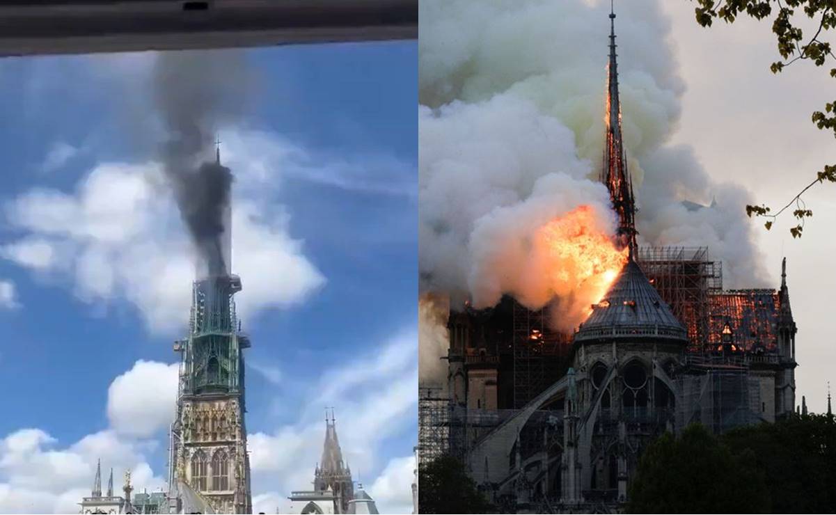 VIDEO: Se incendia aguja de la catedral de Ruán en Francia, no reportan víctimas; recuerda al incendio de Notre Dame