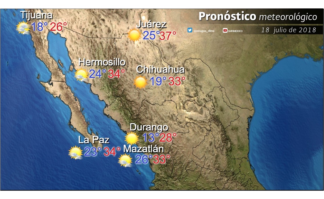 Al menos 11 estados esperan hasta 45 grados