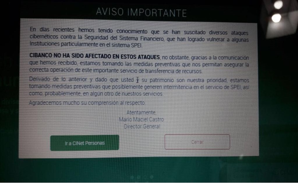  Atribuye CIBanco a ciberataque atrasos en SPEI