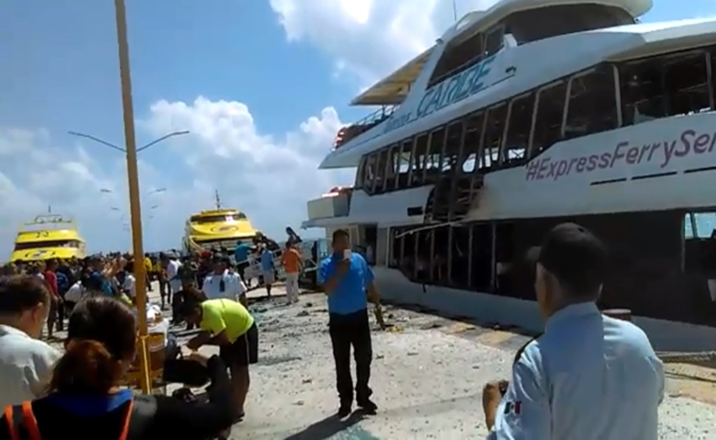 Explosión dentro de embarcación en Playa del Carmen deja 12 heridos