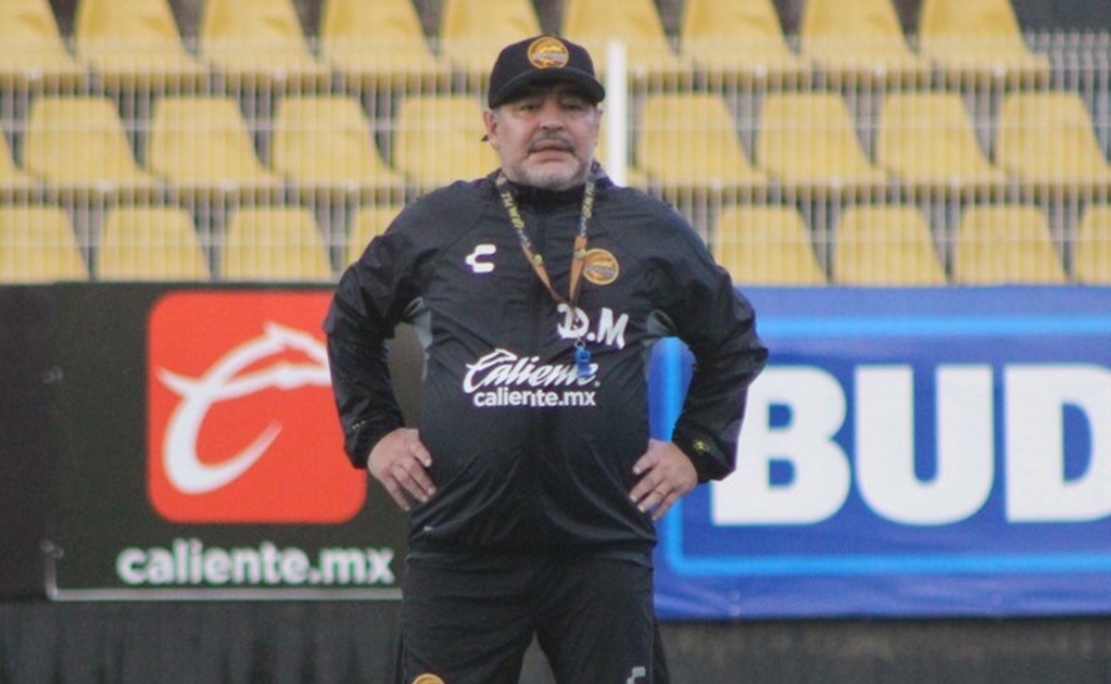 El festejo de Maradona durante el entrenamiento de Dorados