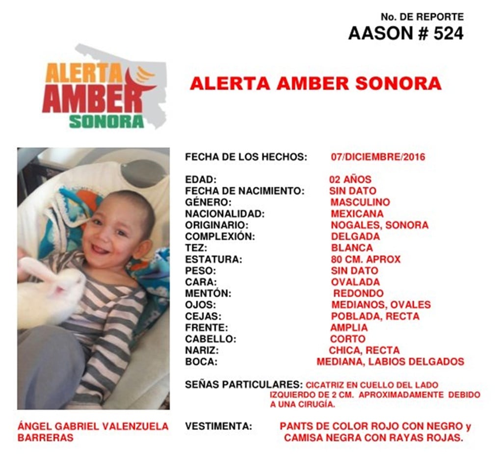 Activan Alerta Amber por el robo de un niño con hidrocefalia