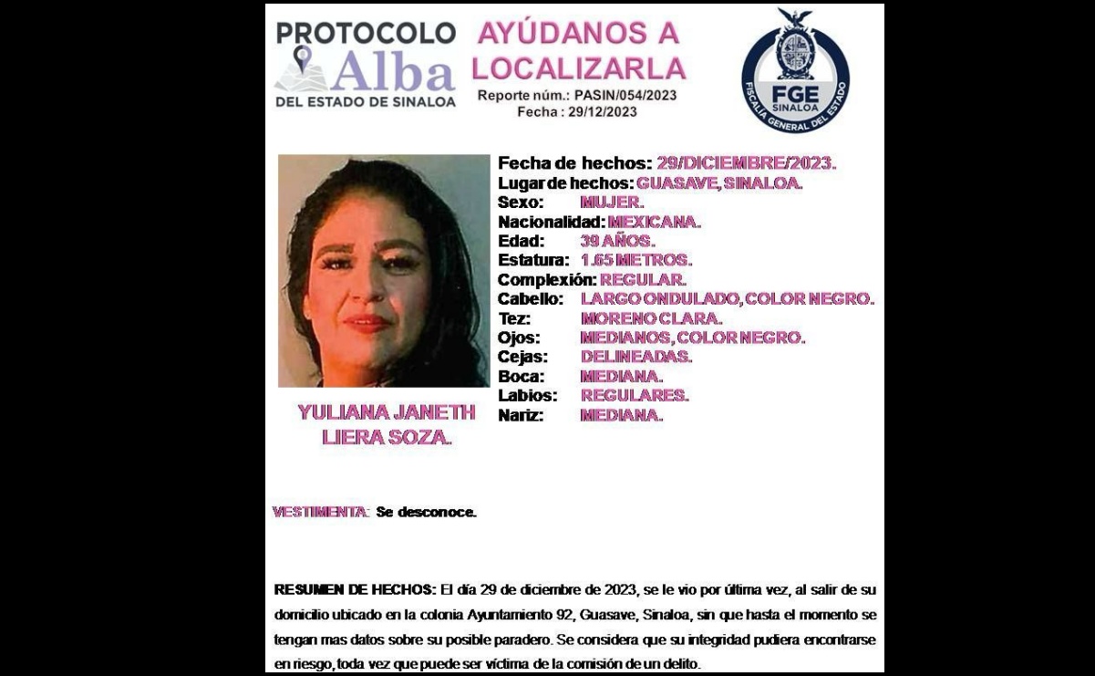 Reportan desaparición de mujer policía en Guasave, Sinaloa