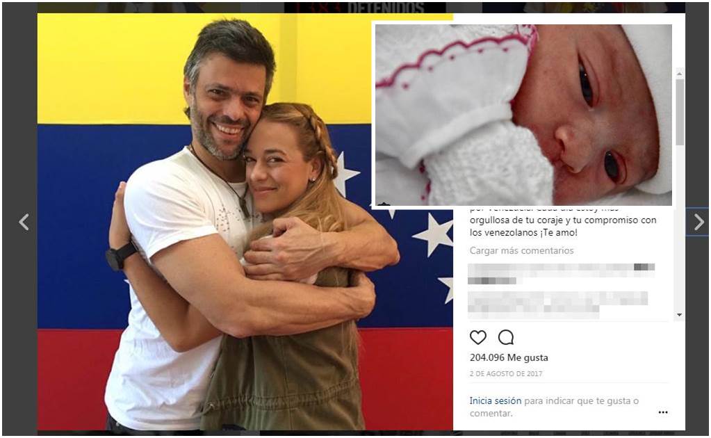 Lilian Tintori, esposa de Leopoldo López, dio a luz una niña