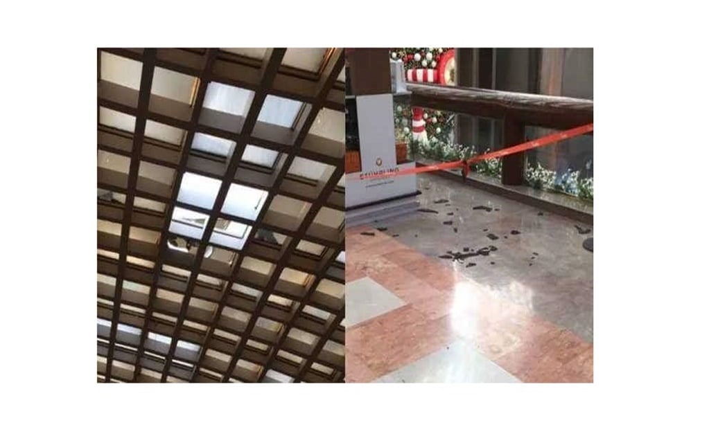 Cae techo de vidrio en Plaza Satélite, no hay heridos