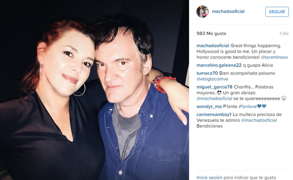 Alicia Machado presume foto con Tarantino