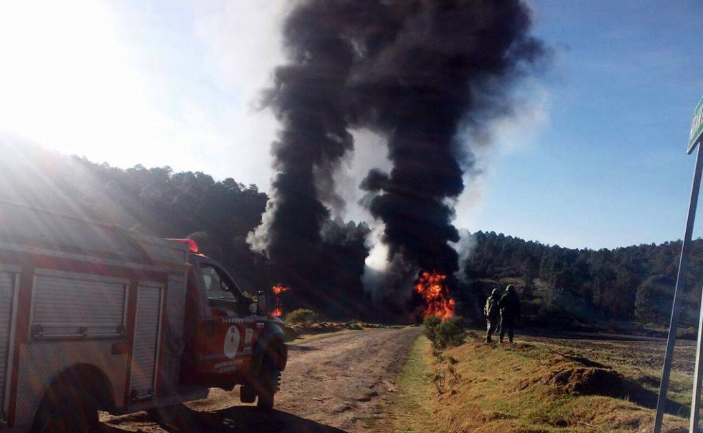 Reportan incendio en ducto en Nanacamilpa, Tlaxcala 