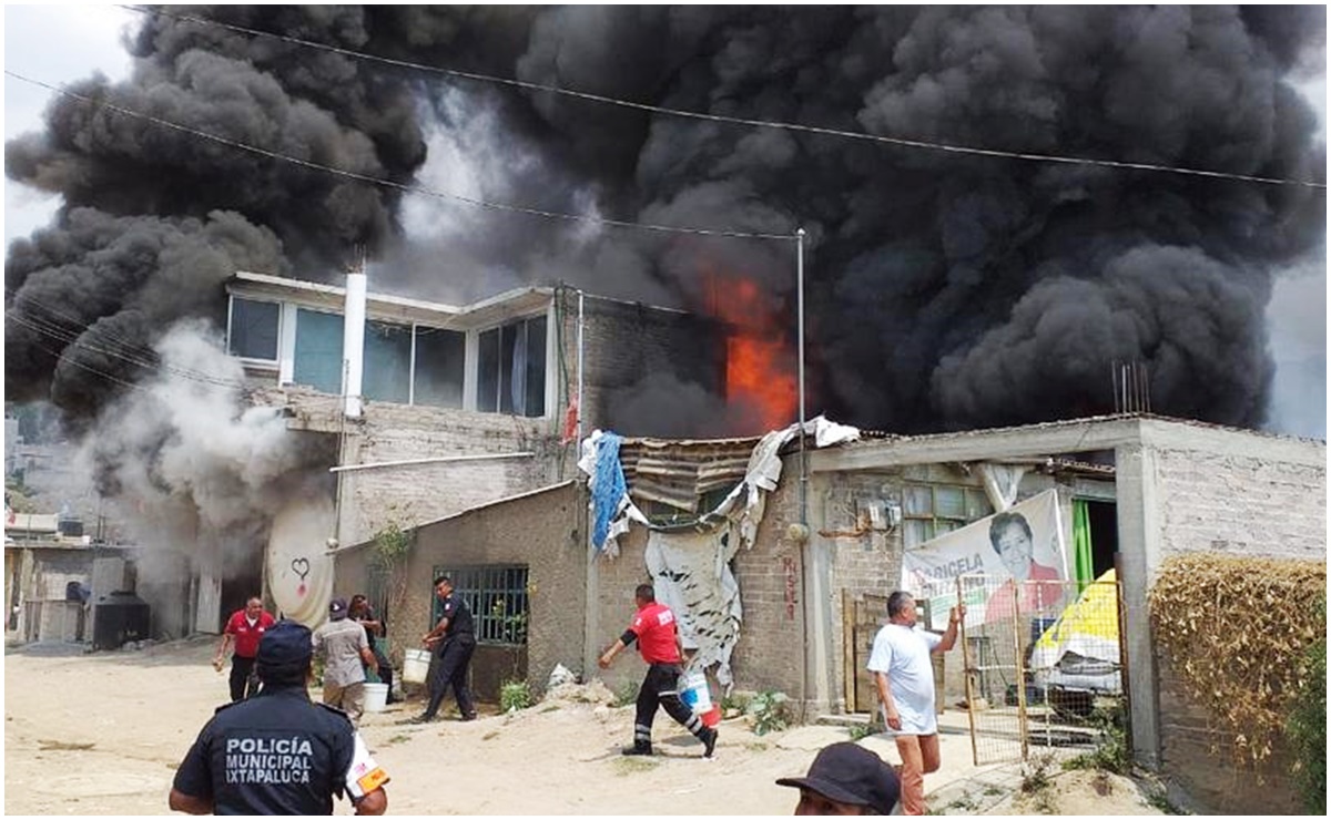 Reportan incendio en planta recicladora de Santa Catarina en Valle de Chalco 