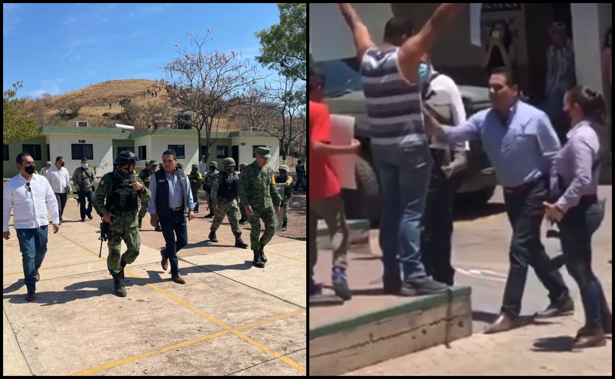 Gobernador de Michoacán llama “halconero” a manifestante que empujó en Aguililla