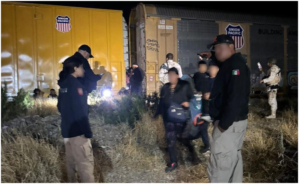 Instituto Nacional de Migración rescata a 144 migrantes en vagón de tren en Coahuila