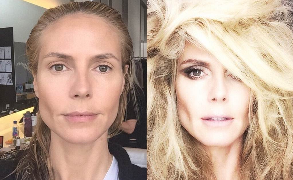 Heidi Klum, antes y después del maquillaje