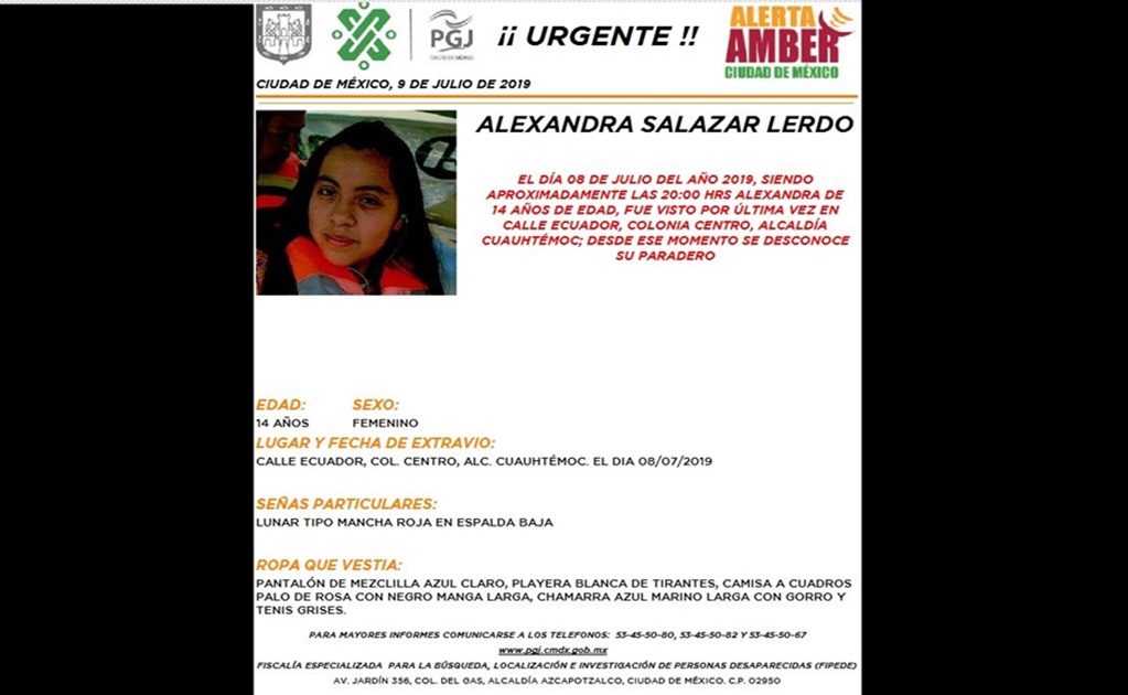 Activan Alerta Amber por desaparición de Alexandra Salazar cerca de La Lagunilla