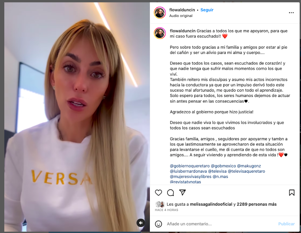 "¡Se hizo justicia!", dice Florencia Alduncin para dar "carpetazo" a denuncia 