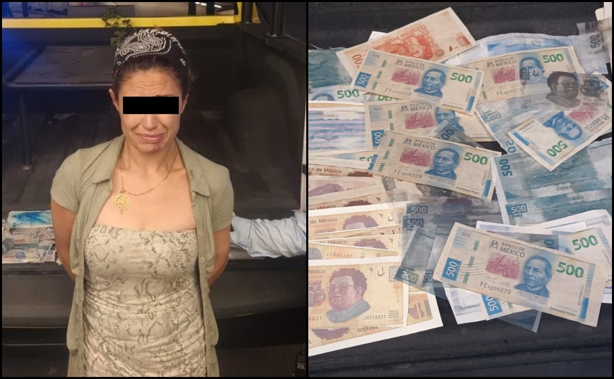 Detienen a mujer con más de 200 billetes falsos en Nuevo León; su cómplice se dio a la fuga
