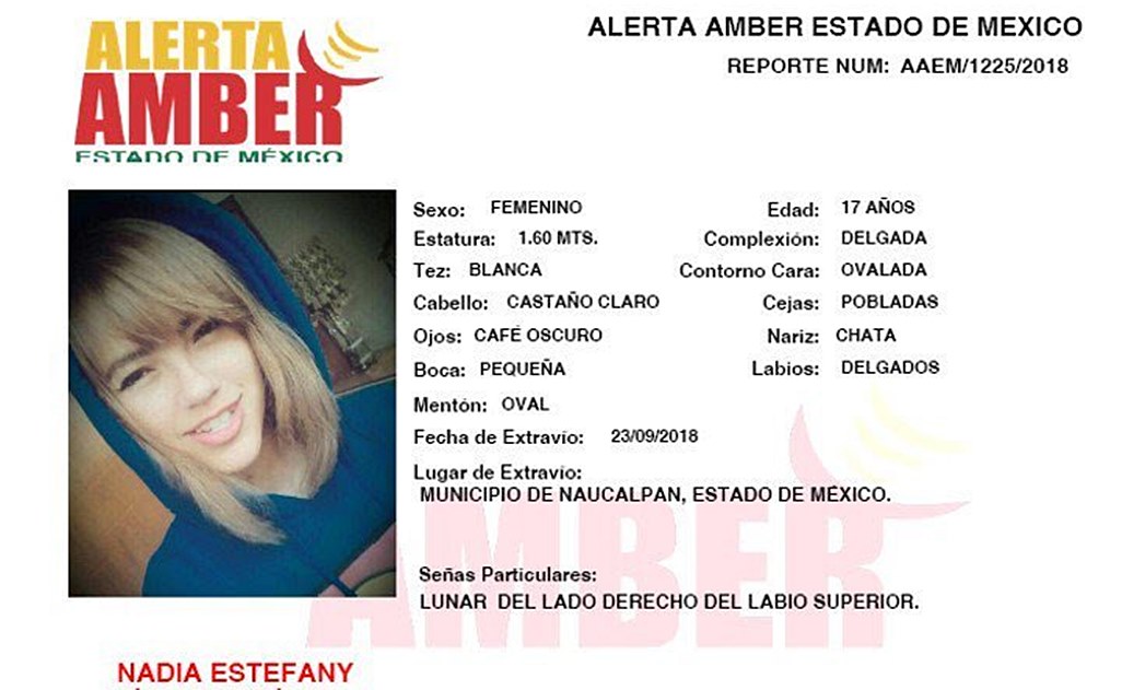 Activan Alerta Amber para hallar a Nadia, de 17 años