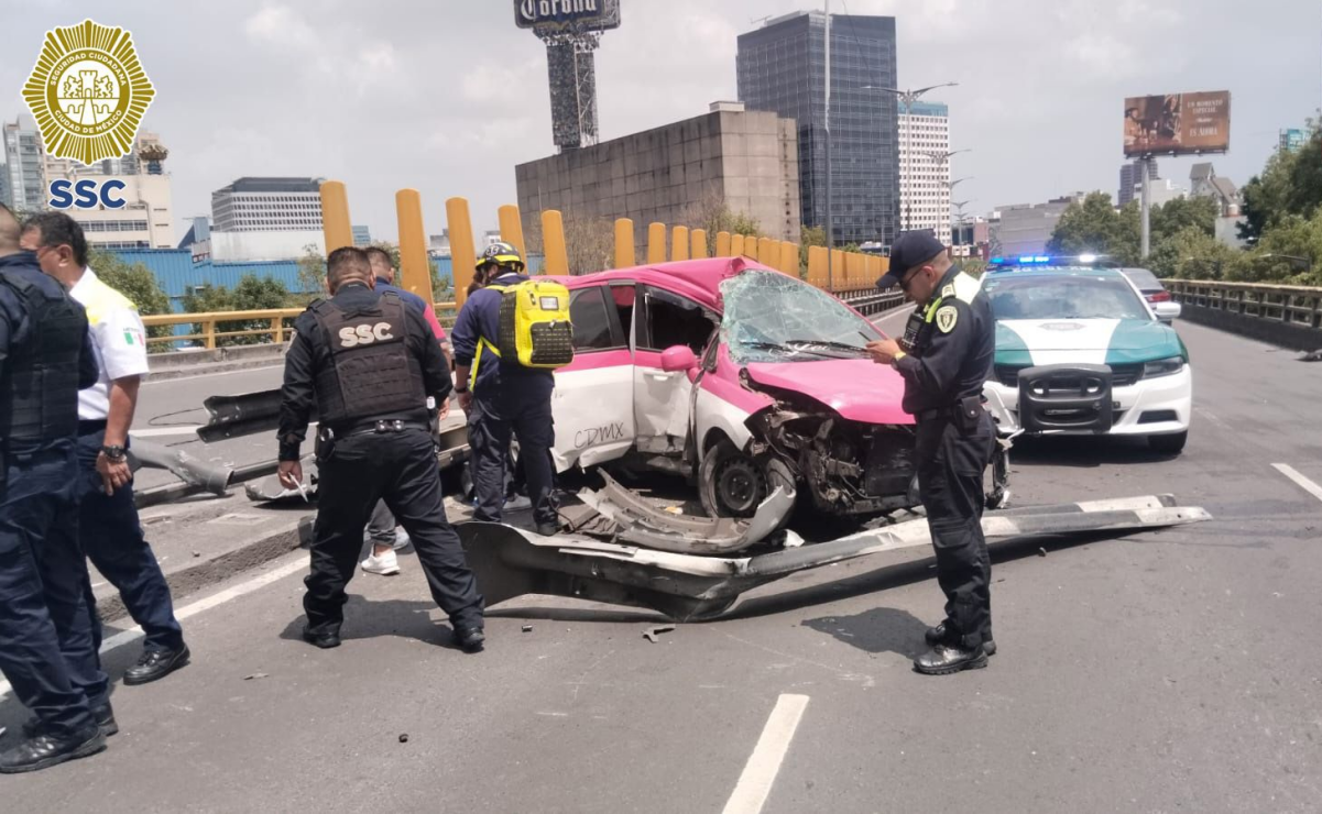 Fuerte choque de taxi sobre Río San Joaquín deja 3 personas heridas