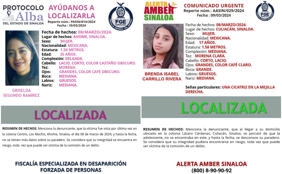 Localizan a 2 mujeres con vida, tenían reporte de desaparecidas en Culiacán y Los Mochis