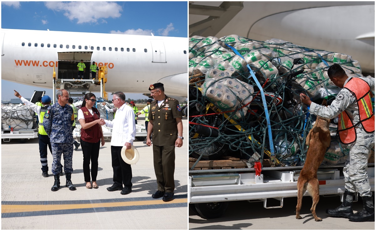 Aterriza en el AIFA avión de Venezuela con toneladas de ayuda para damnificados por huracán "Otis"