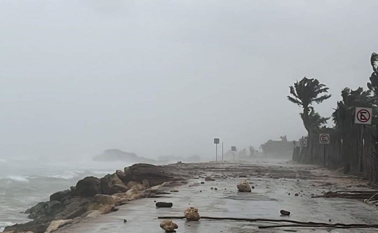 Quintana Roo se mantiene en alerta roja tras la llegada del huracán Beryl en Tulum