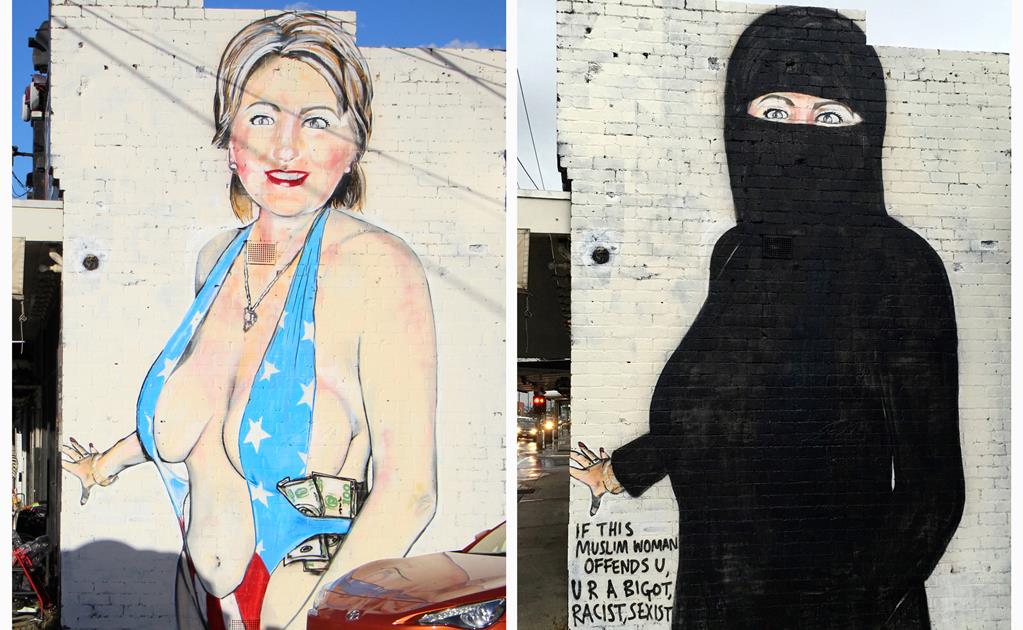 Graffiti sobre Hillary Clinton causa polémica 