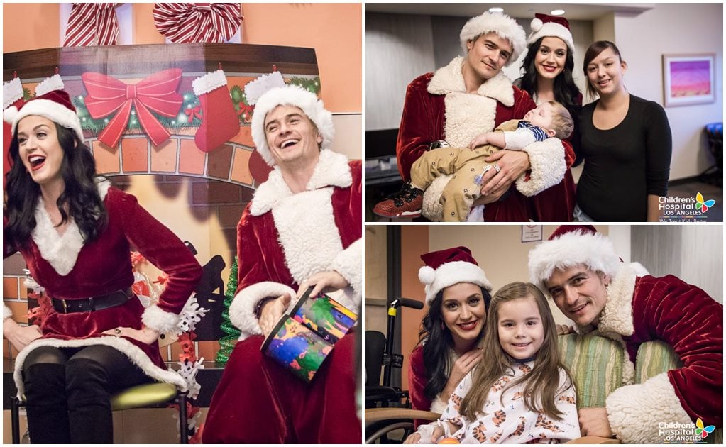 Katy Perry y Orlando Bloom visitan hospital disfrazados de Santa