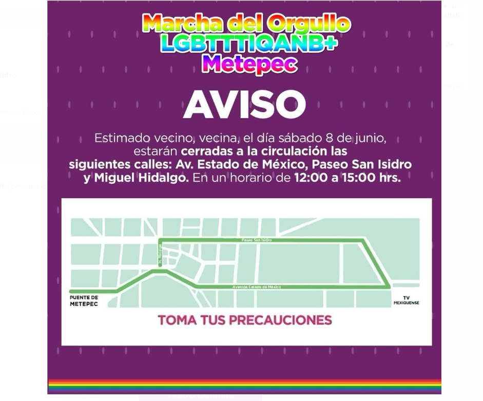 Marcha del Orgullo LGBT+ en Metepec será este sábado