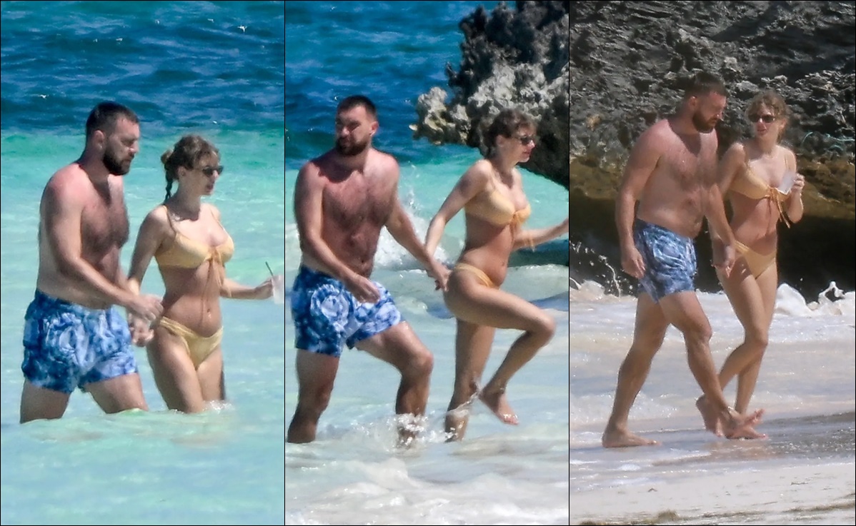 Travis Kelce luce pasado de peso en sus vacaciones en las Bahamas