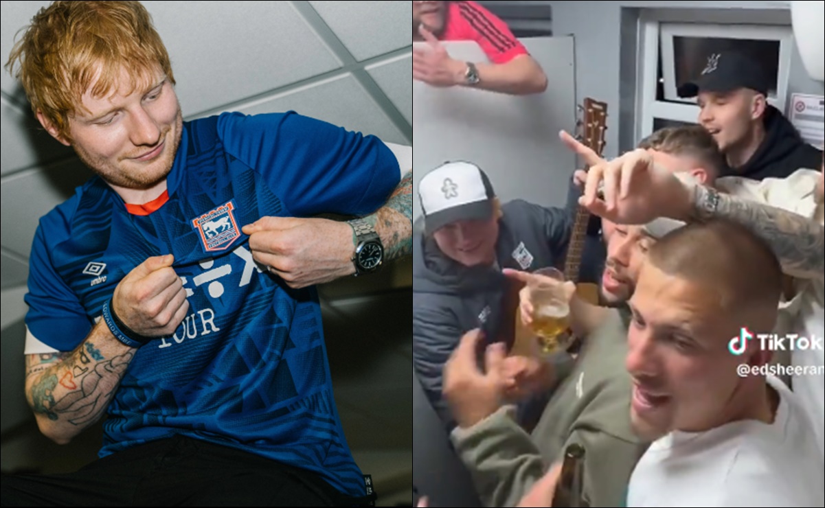 VIDEO: Ed Sheeran cantó 'Thinking Out Loud' con los jugadores del Ipswich bebiendo cervezas