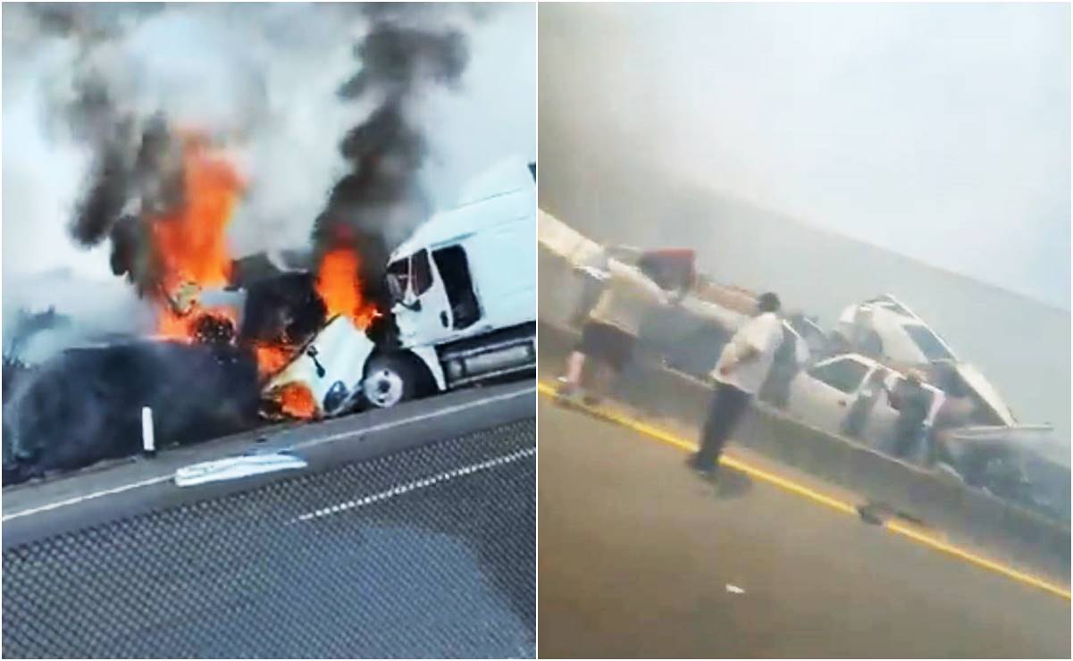 VIDEOS: Carambola provoca incendio en autopista Zapotlanejo, Jalisco