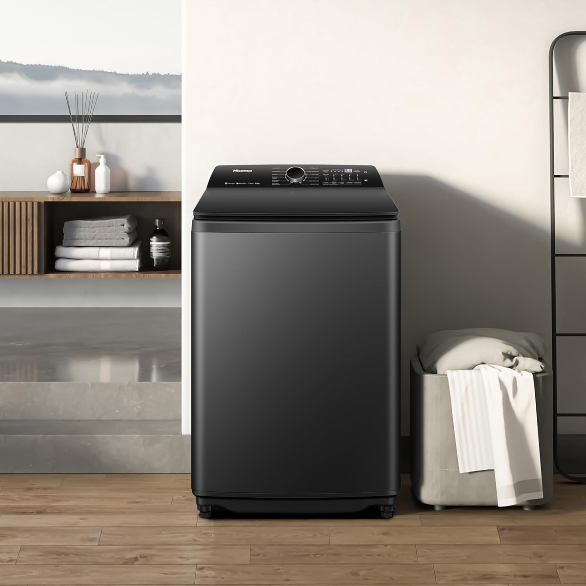 Hisense WT5i2223DB-Lavadora de carga superior, automático, 22 Kg, Negro