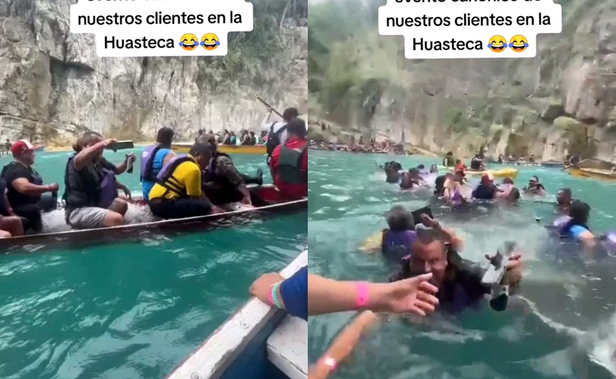 VIDEO: ¡Al estilo Titanic! Canoa con turistas se hunde en la Huasteca Potosina y se viraliza