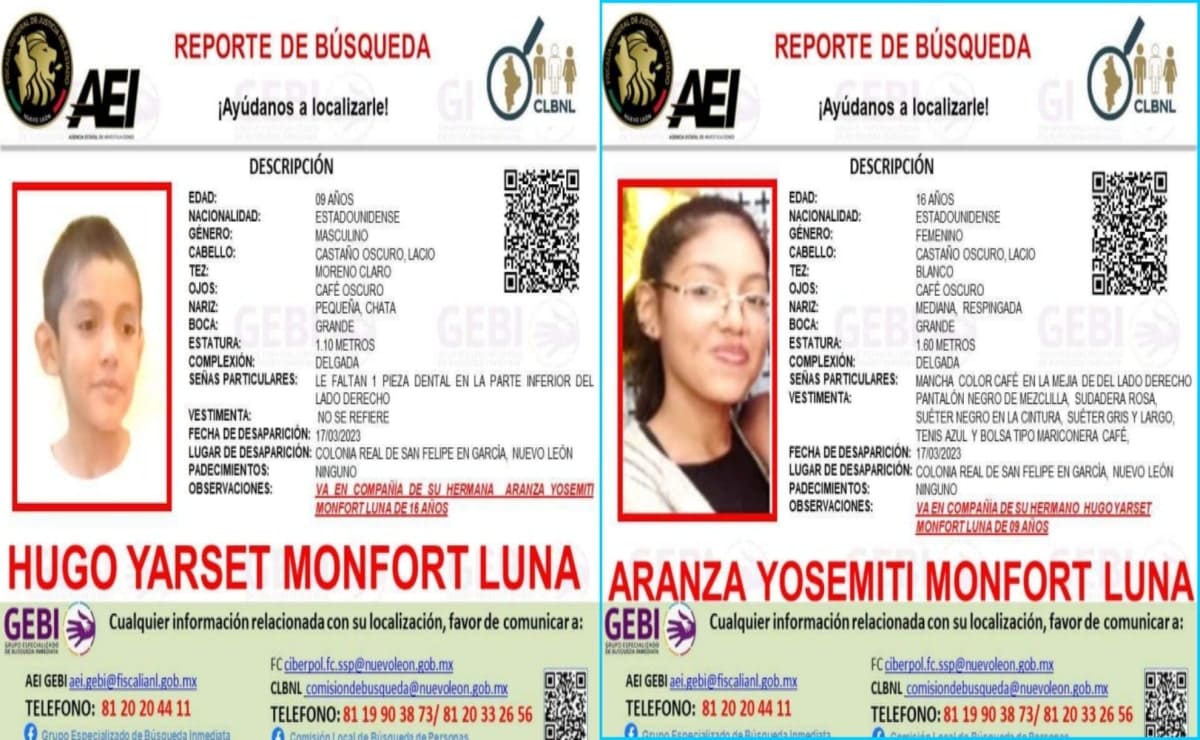 Reportan desaparición de dos menores estadounidenses en Nuevo León 