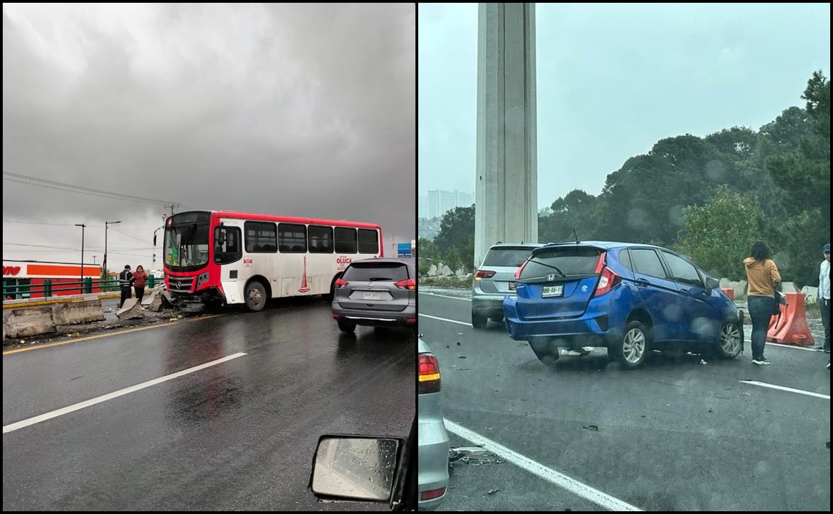 “Otis” deja al menos 10 accidentes, lluvias e inundaciones en vialidades del Valle de Toluca