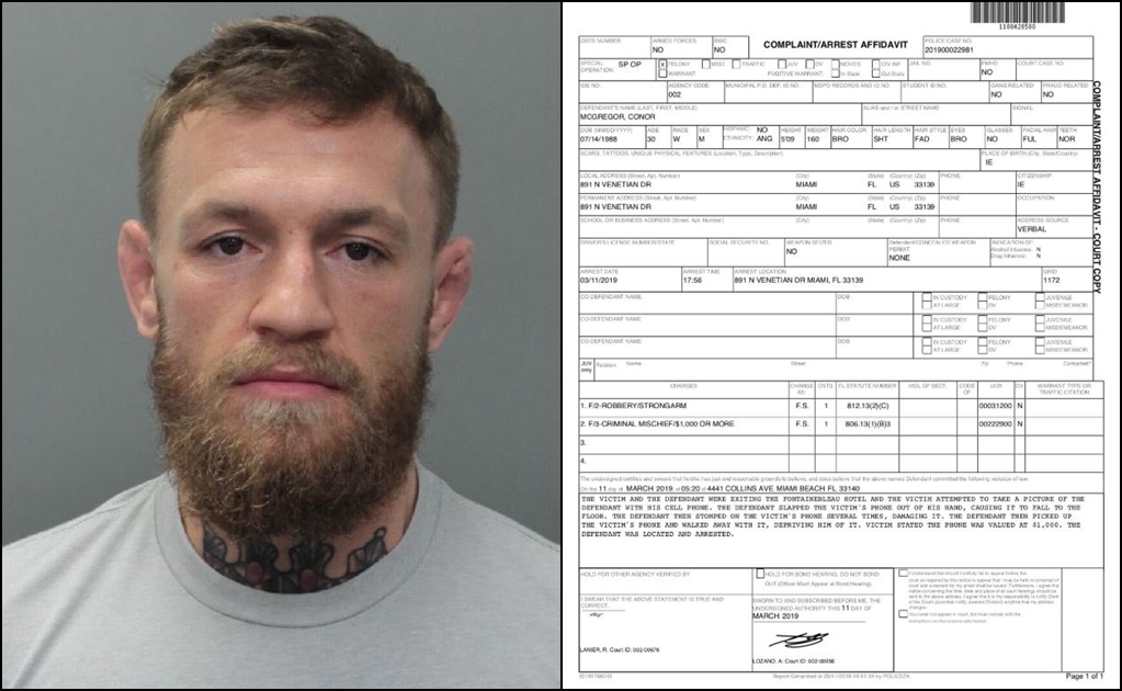 Conor McGregor es arrestado por la policía de Miami