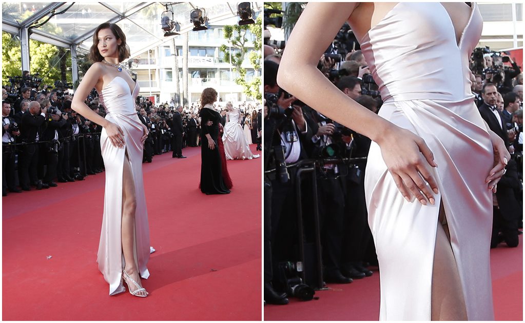 Vestido de Bella Hadid la traiciona y deja ver de más en Cannes