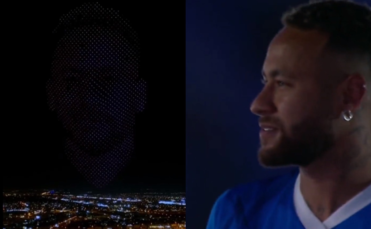 VIDEO: Neymar fue presentado en Al Hilal ante 60 mil personas y dibujaron su cara con drones