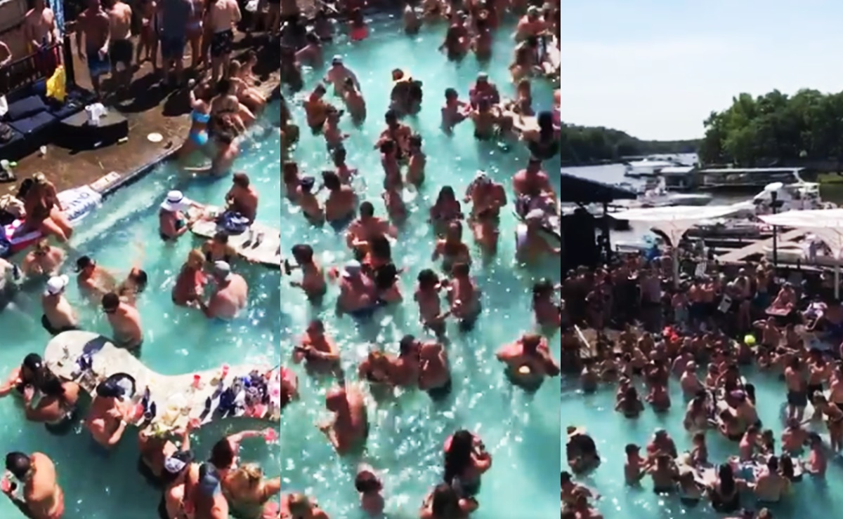 Video. 'Olvidan' distanciamiento y organizan fiesta masiva en piscina