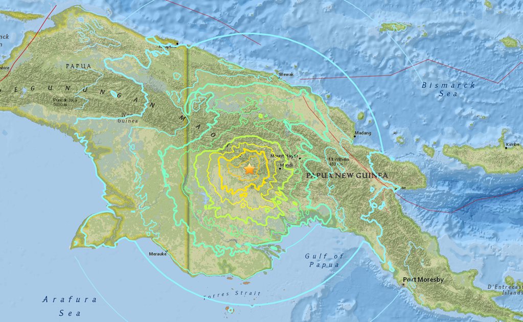 Reportan sismo de magnitud 7.5 en Papúa Nueva Guinea